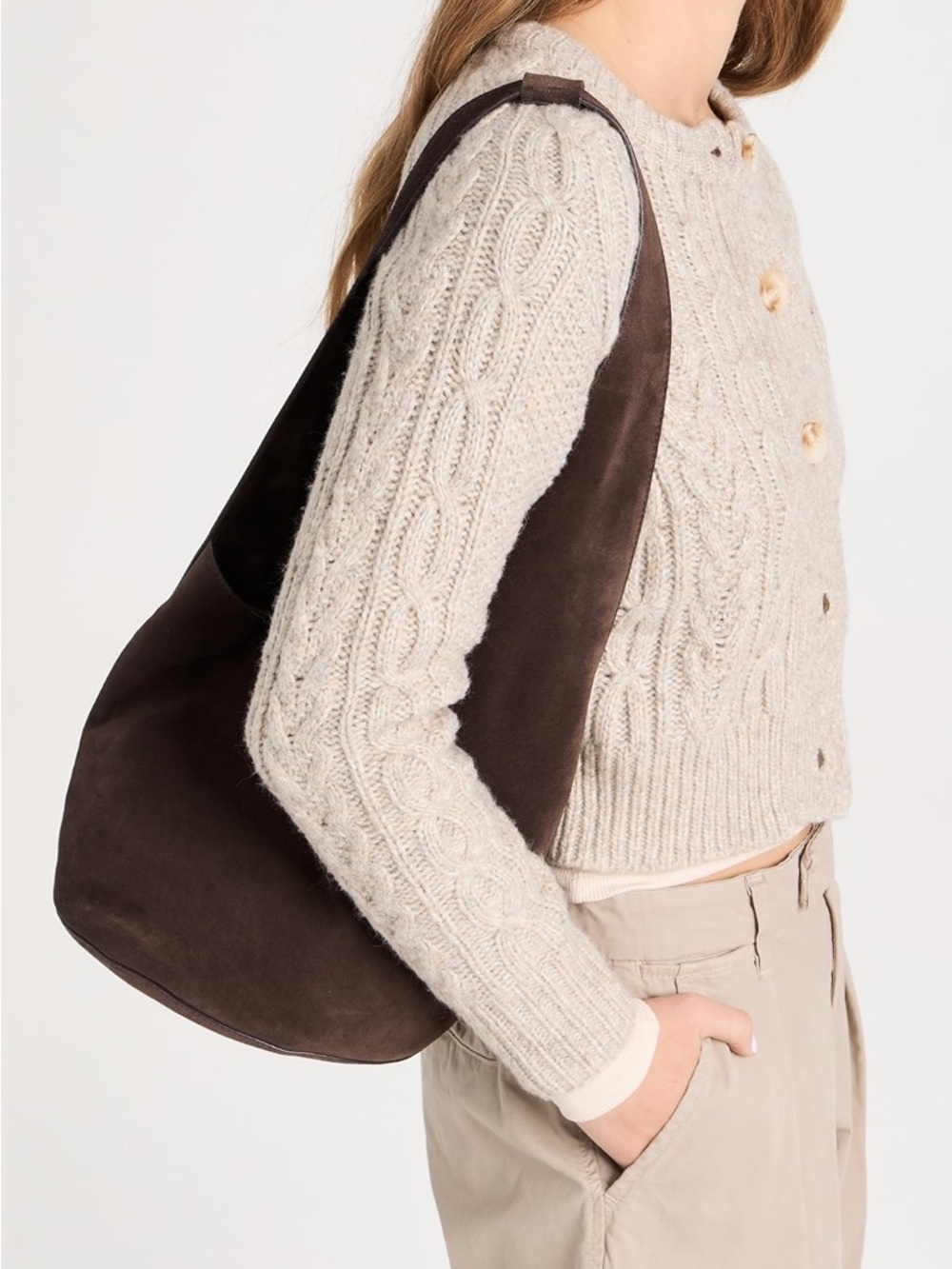 Reformation Silvana bucket bag brown suede